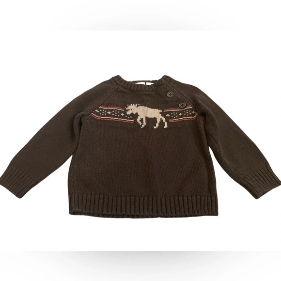 Sonoma Life + Style Baby Boy Moose Sweater Brown Pullover Size 18M - Picture 1 of 8